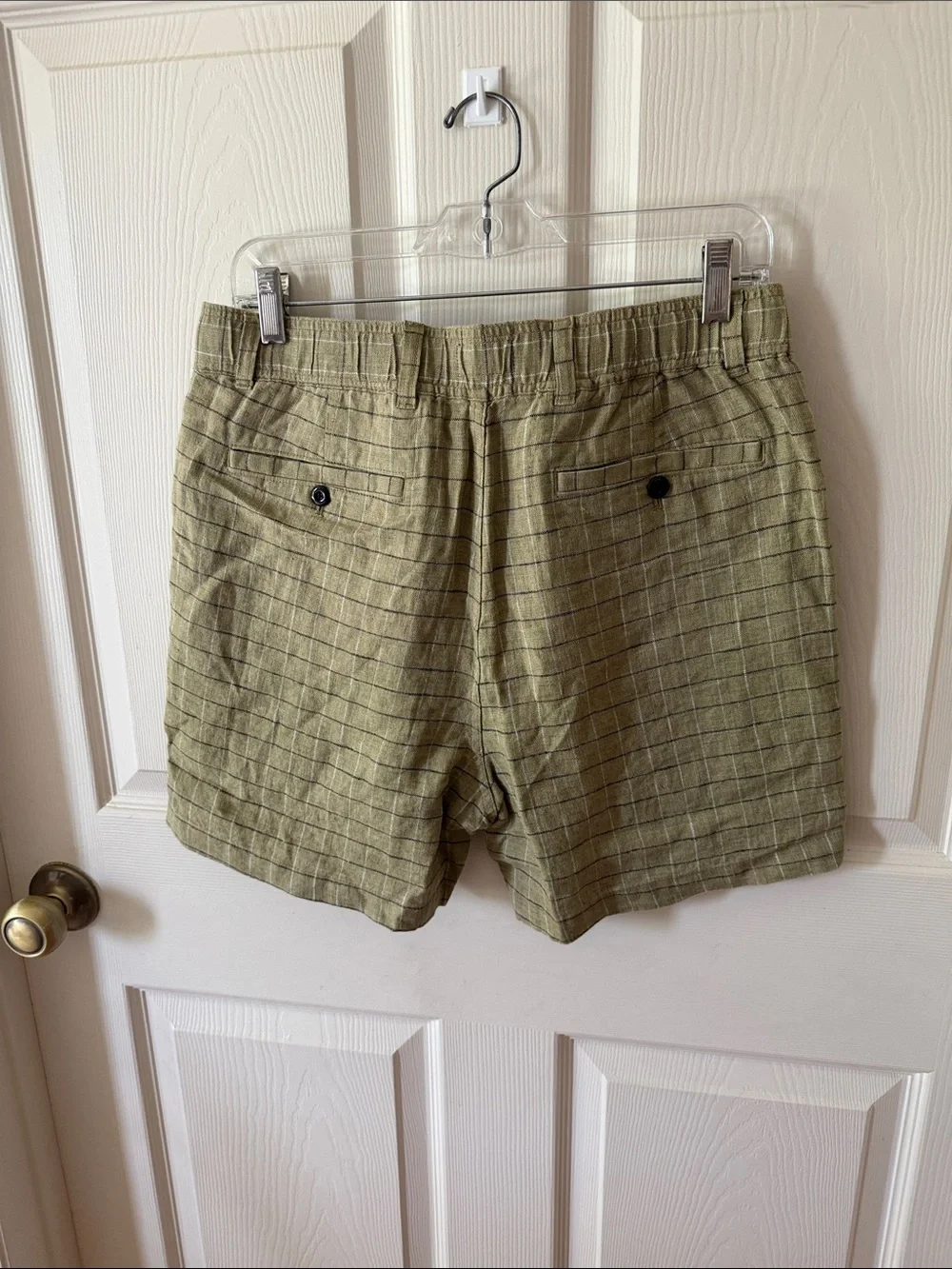 Todd Snyder Tan Windowpane Linen-Blend Shorts Sz S.  Box24